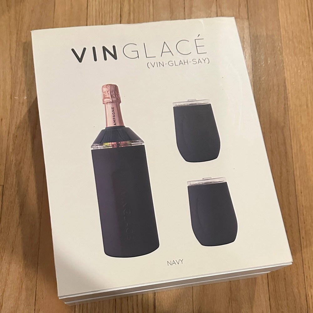 Vin Glacé Navy Wine Chiller and Tumbler Set
